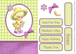 Lemonade Girl Gingham Card Front with Decoupage