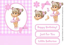 Cute Ballerina Card Front with Decoupage