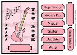 You Rock Pink Guitar Card