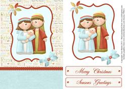 Nativity Scene Christmas Card Front with Decoupage
