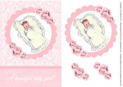A Beautiful Baby Girl Card Front with Decoupage