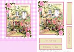 Rose Cottage Front Card with Decoupage