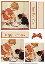Cute Little Girl & Kitten Pyramage