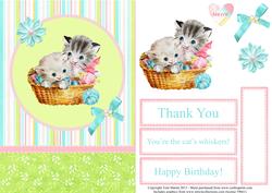 Little Kittens in a Basket Card Front with Decoupage