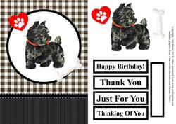 Scottie Dog Gingham Card Front with Decoupage