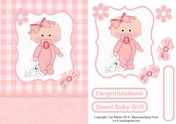 Sweet Baby Girl Card Front with Decoupage