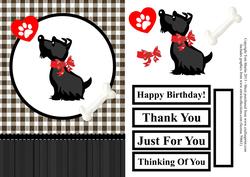 Cute Scottie Dog Gingham Card Front with Decoupage