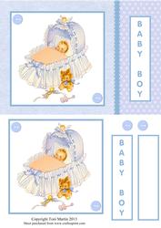New Baby Boy Card Front with Decoupage