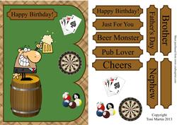 Pub Themed Triple Scallop Card Front with Decoupage