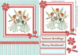 Christmas Angels Card Front with Decoupage