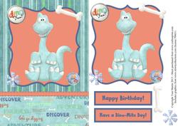 Dinosaur Card Front with Decoupage