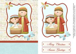 Nativity Christmas Card Front with Decoupage
