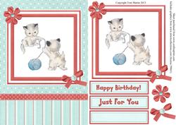 Cute Little Kittens Card Front with Decoupage