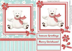 Polar Bear Christmas Card Front with Decoupage