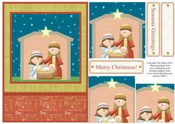 Cute Nativity Christmas Card Front with Pyramage