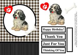Vintage Dog Gingham Card Front with Decoupage