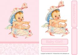 Delightful Baby Girl Card Front with Decoupage