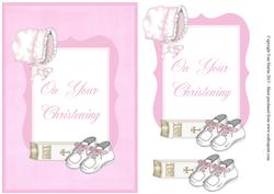 Christening Baby Girl Card Front with Decoupage