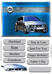 Car Themed Card Front with Decoupage