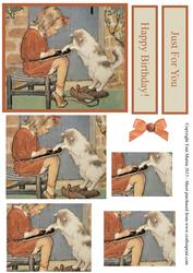 Little Girl & Cat Pyramage Card