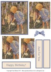 Little Girl in the Garden Pyramage Card