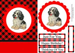 Cute Vintage Dog Card Front with Decoupage