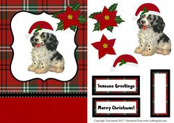Cute Dog Christmas Card Front with Decoupage