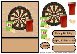 Pub Card - Darts, Beer & Crisps Decoupage Card