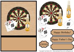 Pub Card - Darts, Beer & Cards Decoupage Card