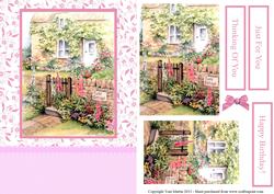 Rose Cottage Floral Front Card with Pyramage