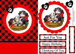 Basket of Puppies Card Front with Decoupage