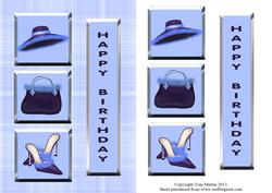 Glamorous Lady Blue Card Front with Decoupage