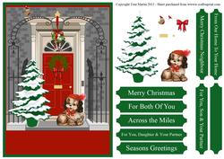 Christmas Door Scene Card Front & Decoupage