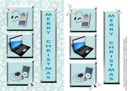 Gadget / Laptop Christmas Card Front & Decoupage