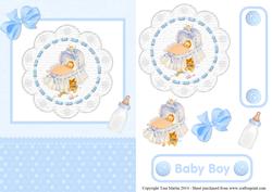 Baby Boy Lace Design Card Front & Decoupage
