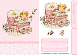 New Baby Girl Vintage Card Front & Decoupage