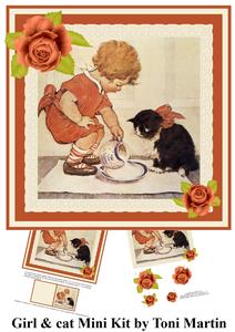 Girl & Cat Mini Kit - Vintage Style