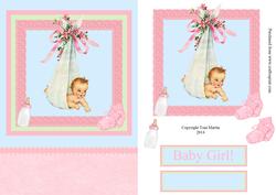 Vintage Baby Girl Lace Frame Card Front & Decoupage