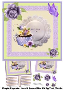 Purple Cupcake, Lace & Roses Mini Kit