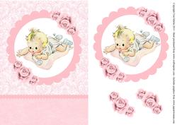 Cute Vintage Baby Girl Card Front & Decoupage
