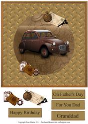 Road Trip - Vintage Car Topper 8x8 with Decoupage