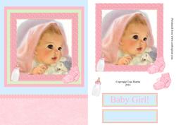 New Baby Girl Lace Frame Decoupage Card
