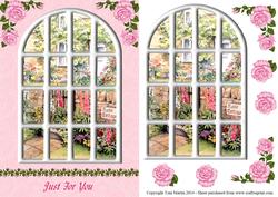 Rose Cottage Arched Window Just for You Topper & Decoupage