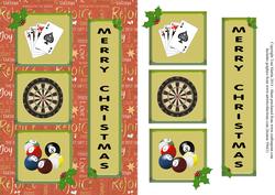 Pub Games Christmas Themed Decoupage Card