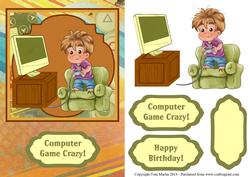 Computer Game Crazy Topper & Decoupage