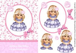 Sweet Girl Card Front & Decoupage Birthday Granddaughter