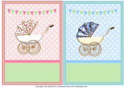Baby Boy & Baby Girl Vintage Pram Polka Dot Toppers