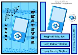 Whatever - Ipod Teen Card Front with Decoupage Blue