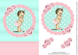 Vintage Baby Nappy Girl Topper & Decoupage