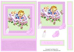 New Baby Girl Lace Frame Topper & Decoupage
